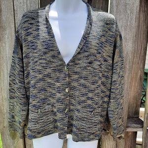Anne Pedersen Collection Size 2, Knit Cardigan Wool Blend Sweater Stretch USA